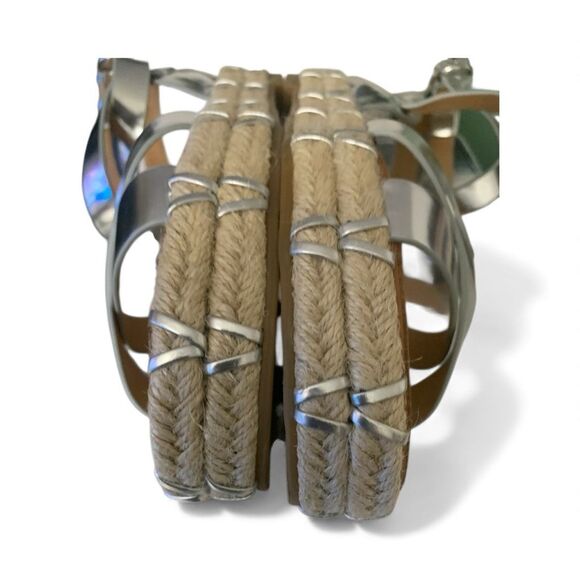 Sigerson Morrison Jacky Silver Espadrille Platform Sandal Women’s Size 9.5 New - Picture 8 of 9